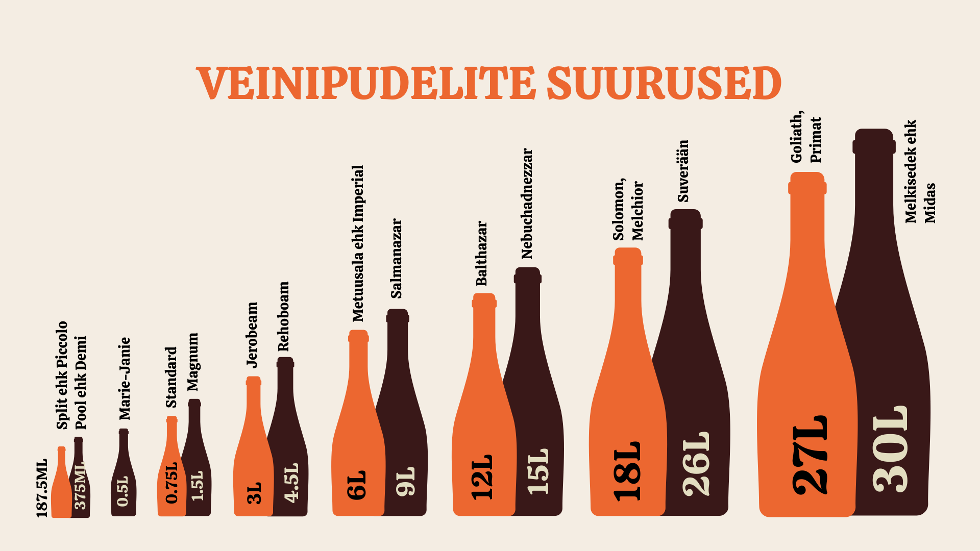 Tutvume lähemalt – veinipudelite suurused ja nimetused!